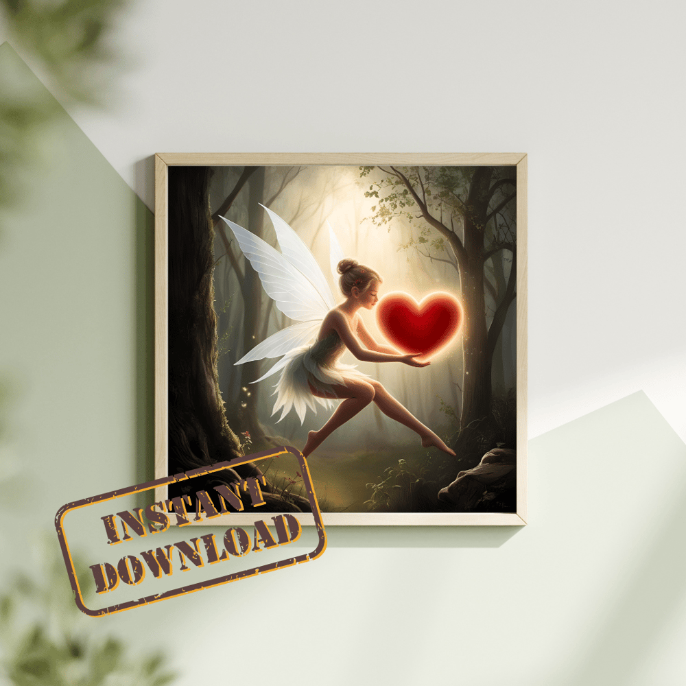 fairy holding a red heart design ai heart art