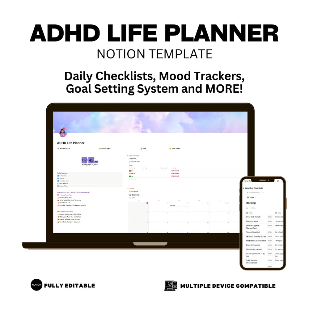 ADHD daily planner Notion