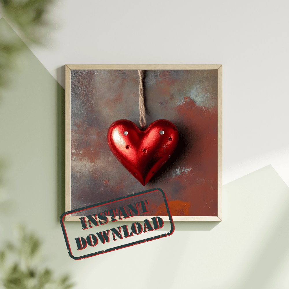 Red heart on a string Ai art design