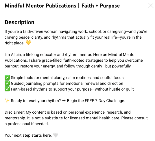 Mindful Mentor Publications YouTube channel description