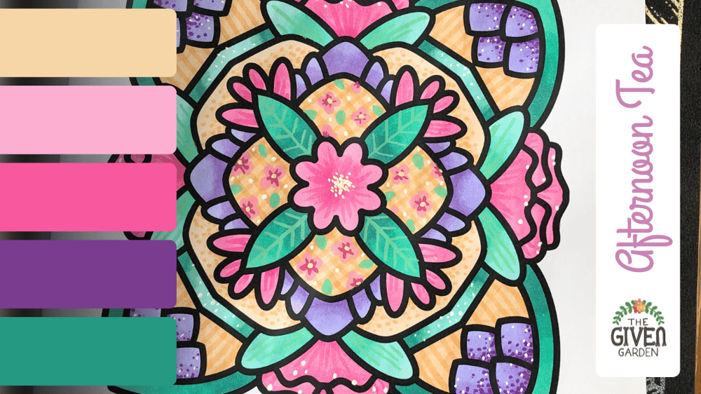 Deep Bright colour palette for adult colouring pages