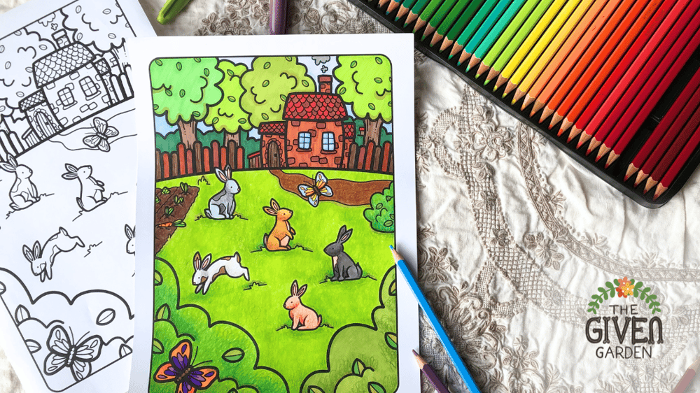 Fun Easter colouring page for adults and kids