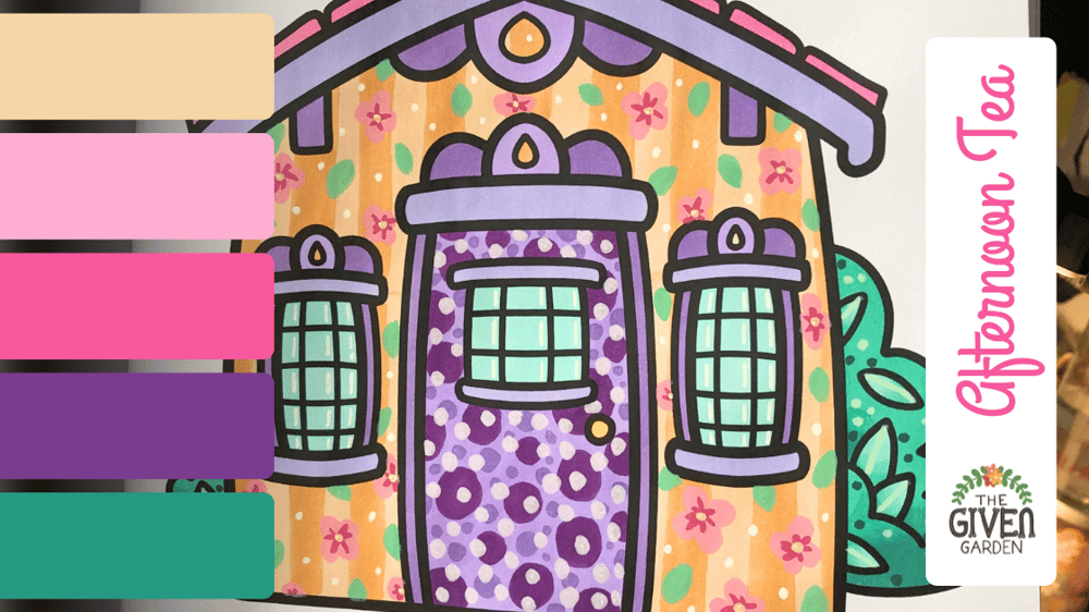 A cozy Home colouring page featuring a bold line house in a cute comfy style
