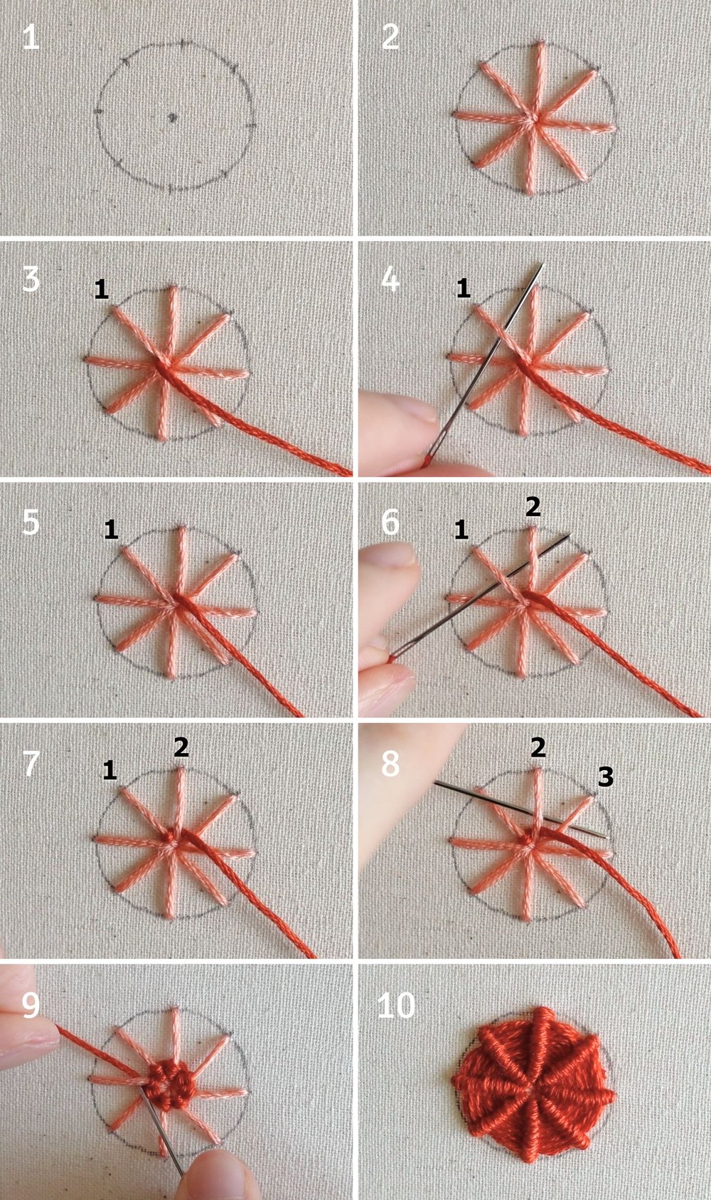 whipped spider web stitch tutorial