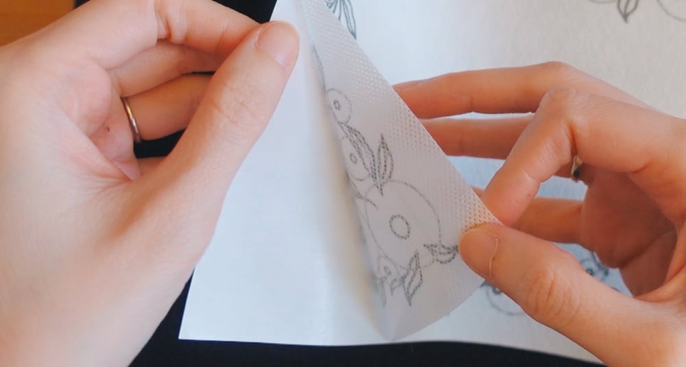 transfer embroidery design onto felt fabric