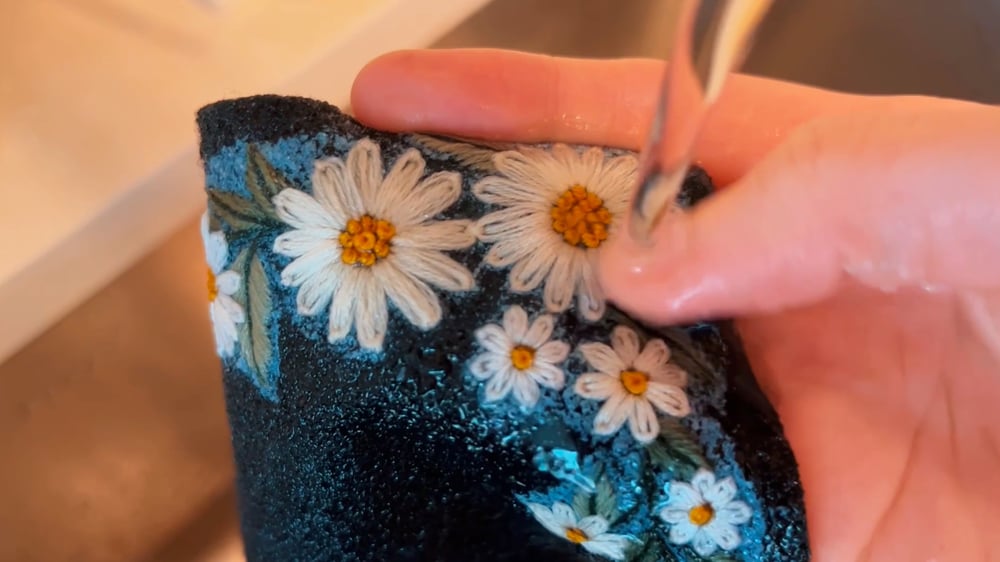 wash off the stick and stitch stablizer