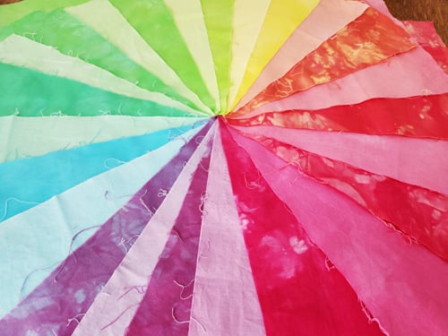 Rainbow of hand-dyed fabrics