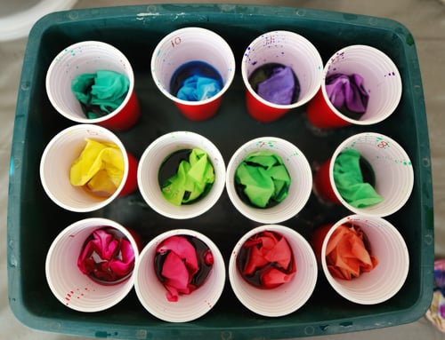 Fabrics dyeing in solo cups