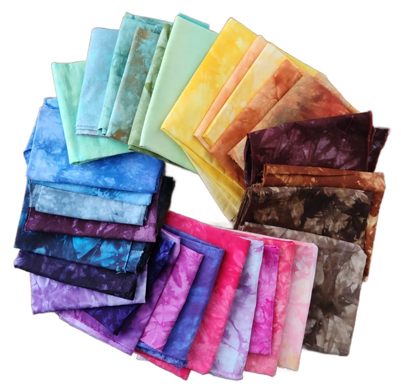 Examples of hand-dyed fabrics
