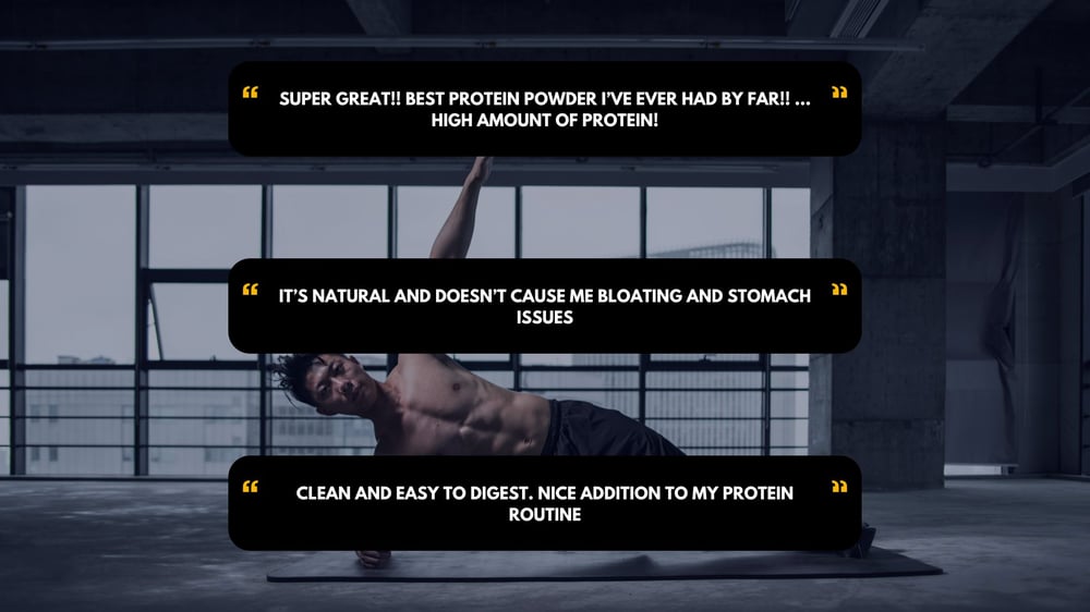 Real results from real gym rats testimonial image showcasing reviews of Naked Whey protein powder. Fitness enthusiasts share their experiences, praising the clean ingredients, high protein content, easy digestion, and no bloating. Highlighted quotes include “Best protein powder I’ve ever had,” “doesn’t cause stomach issues,” and “clean and easy to digest.” Perfect for athletes and gym-goers looking for natural, muscle-building protein supplements.