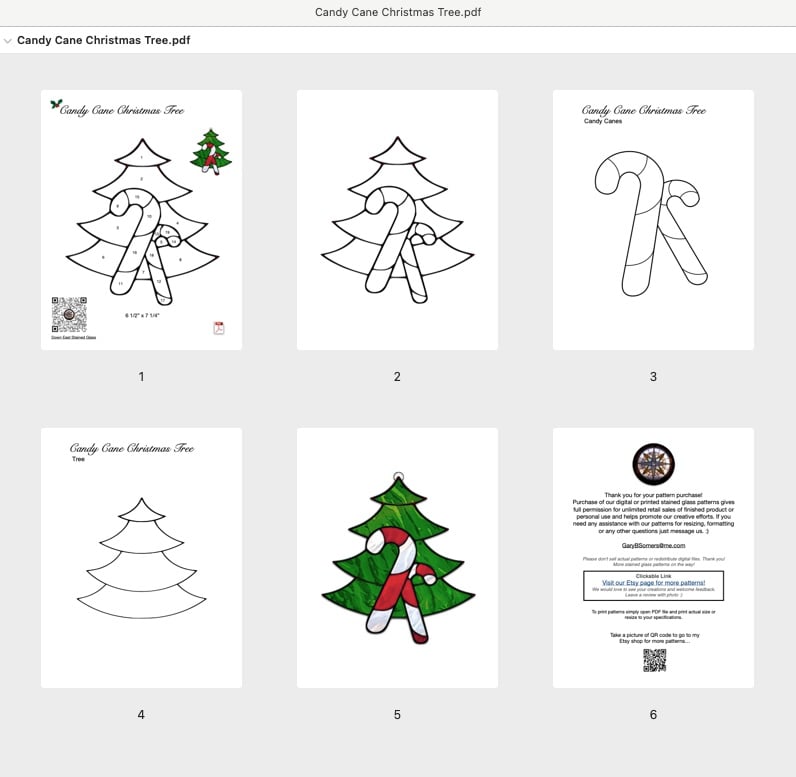 Christmas Tree and Candy Cane Stained Glass Pattern