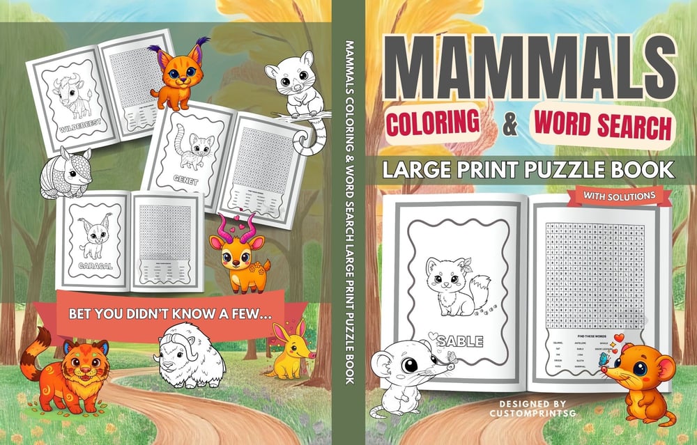 Mammals Coloring and Wordsearch Book Now Available on Amazon