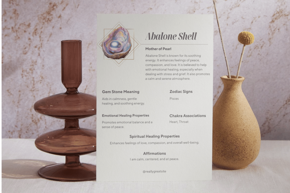 Crystal information cards Canva templates for Instagram posts and spiritual business marketing