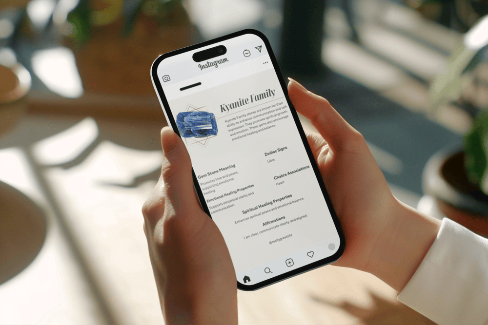 400 editable crystal and gemstone Canva cards with healing properties, chakras, zodiac signs and affirmations