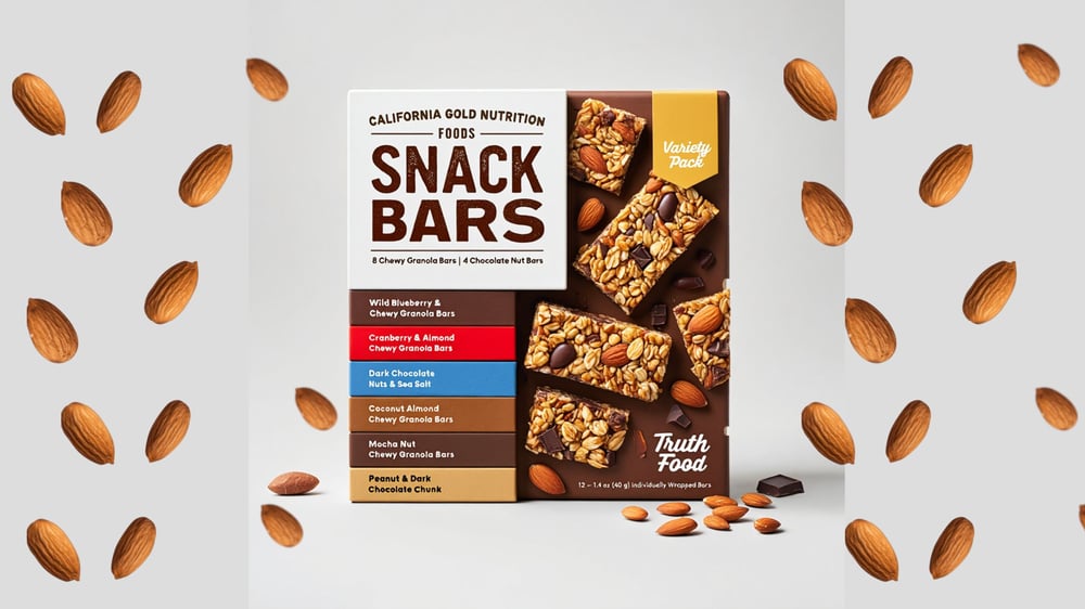California Gold Nutrition, Foods, Variety Pack Snack Bars, 12 Bars, 1.4 oz (40 g) Each