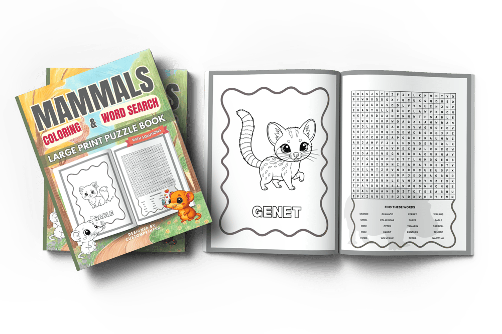 Mammals Word Search Coloring Book