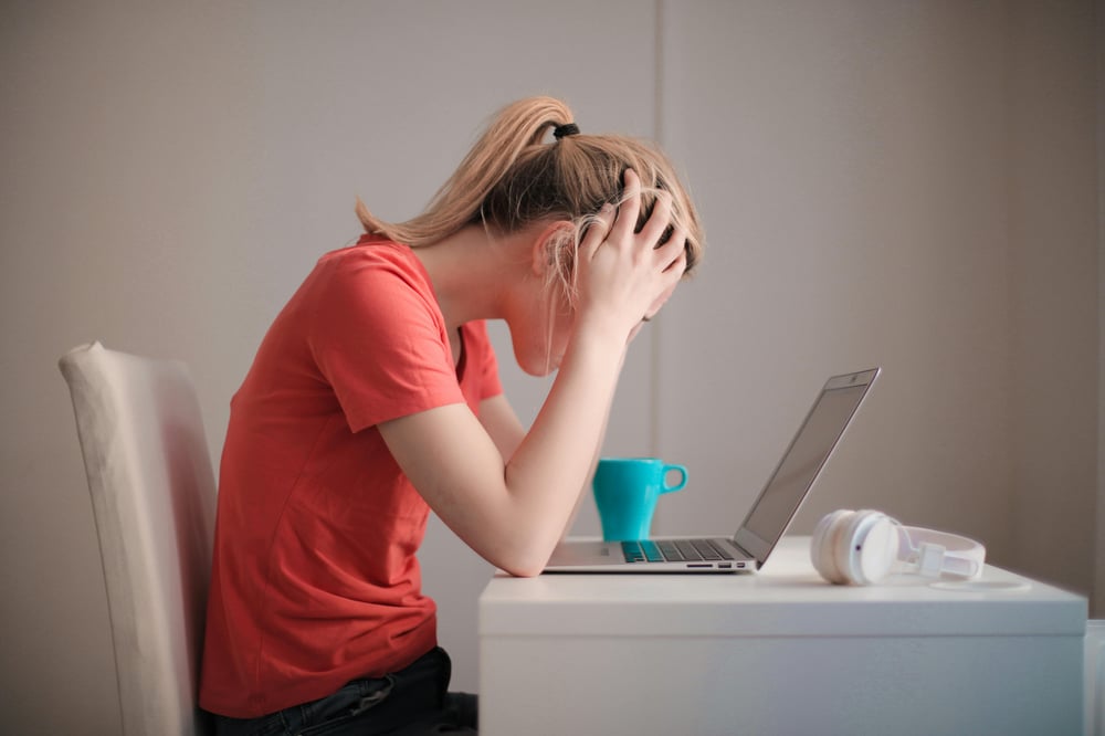 a woman mentally exhausted due to stress