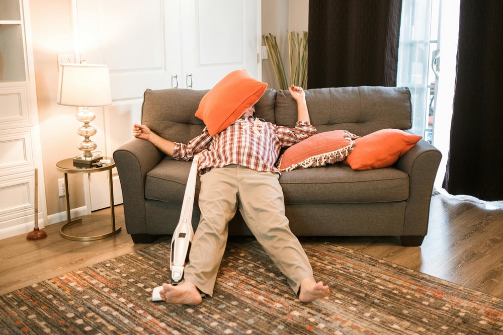 A lazy man on the couch