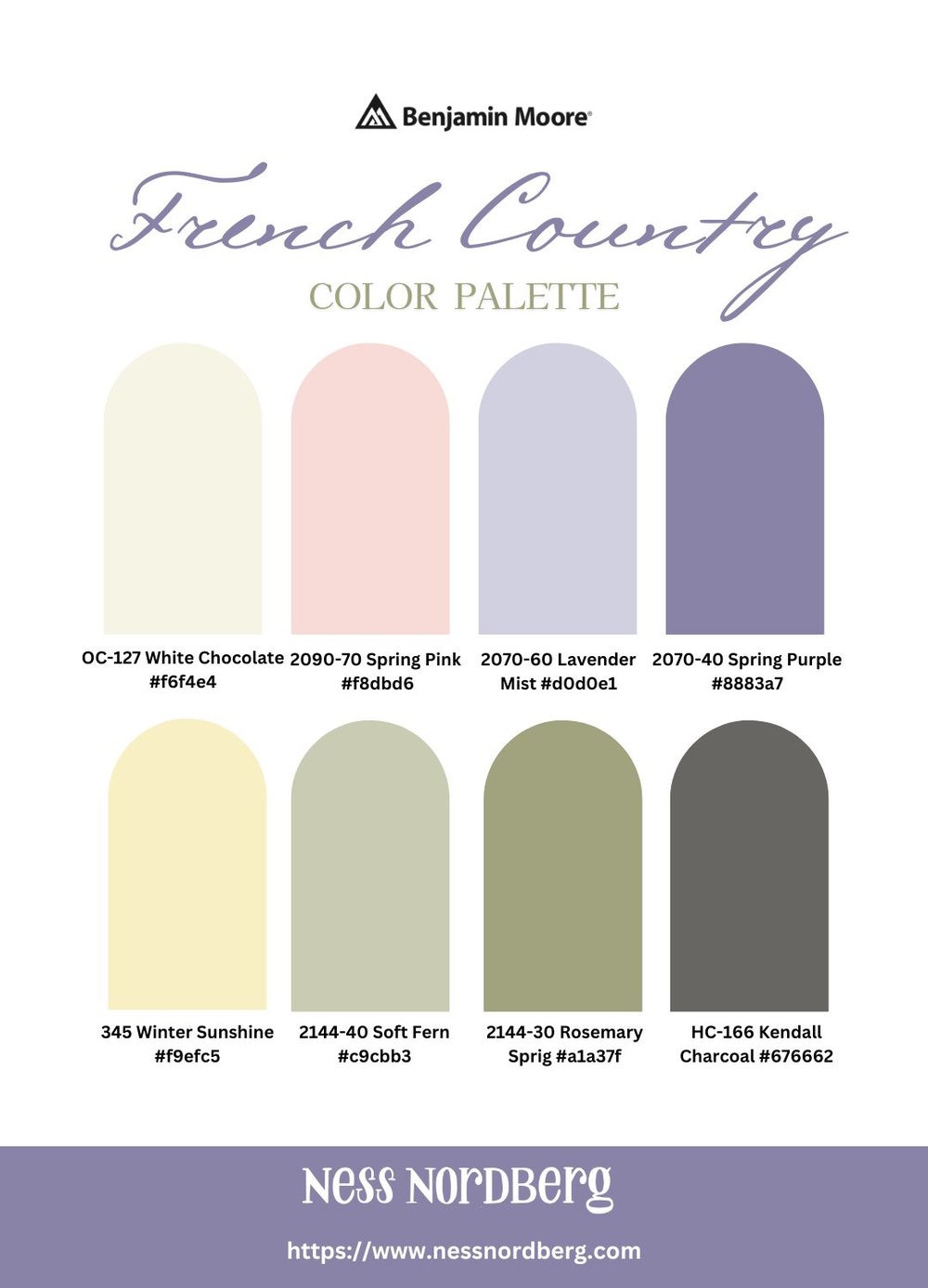 French Country Lavender Colour Palette in Benjamin Moore Colours