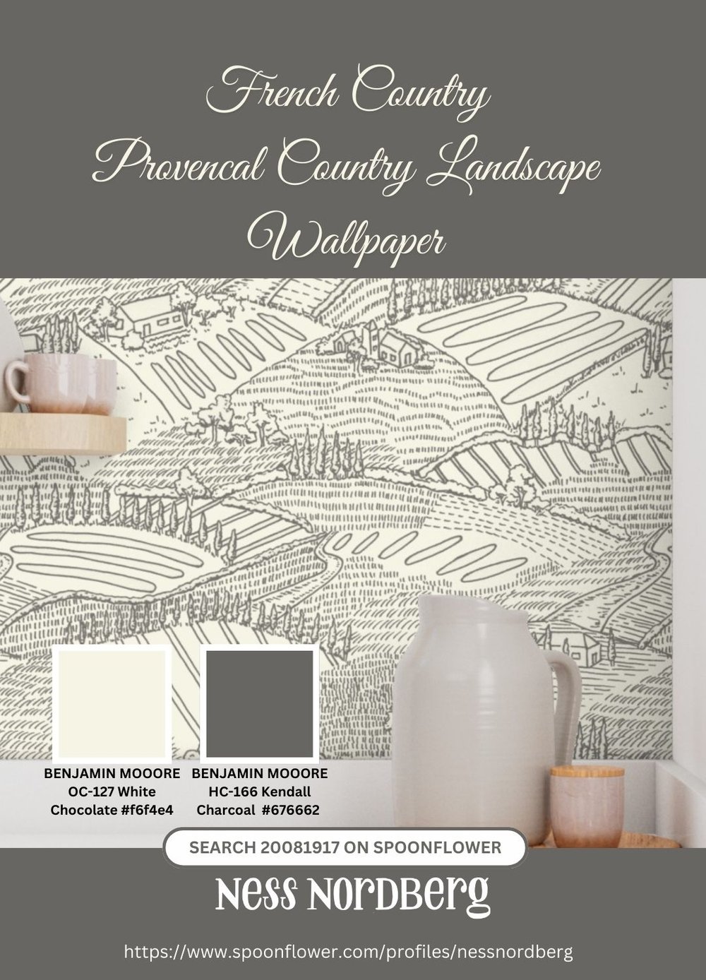 French Country Provencal Country Landscape Wallpaper