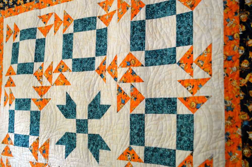 Pie Squared quilt in Build It collection by QT Fabrics