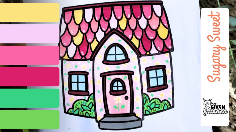 Bright and joyful colour palette for adult colouring pages