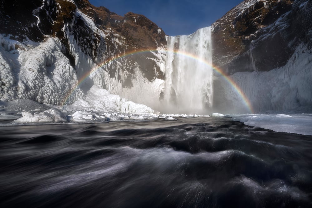 Skogafoss Winter Rainbow Landscape Photography Iceland_2