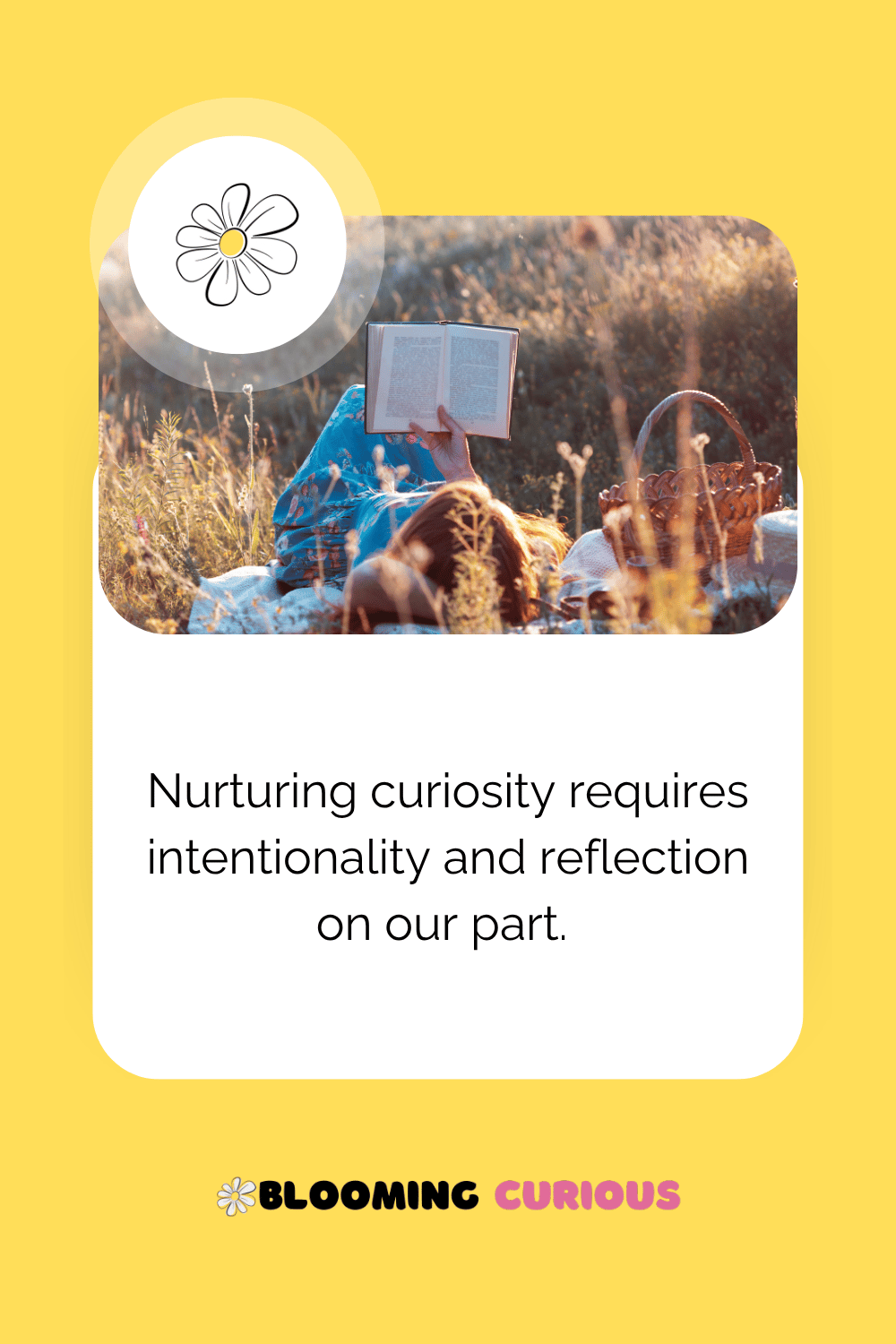 Nurturing curiosity requires reflection - woman lying in a field reading