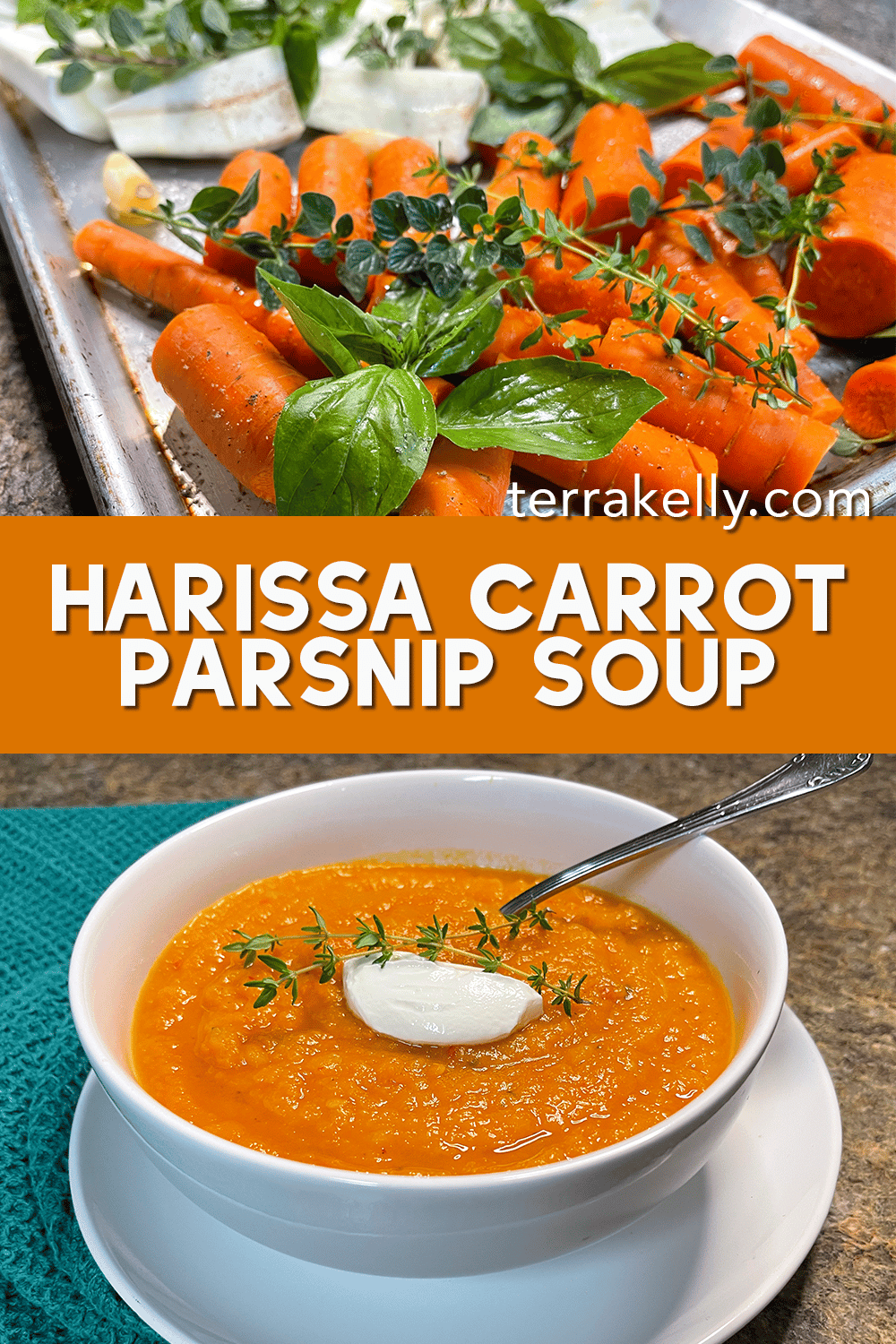 Harissa Carrot Parsnip Soup recipe by Terra Kelly