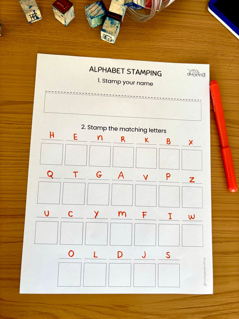 Bilingual Alphabet Stamping Printable for Preschool