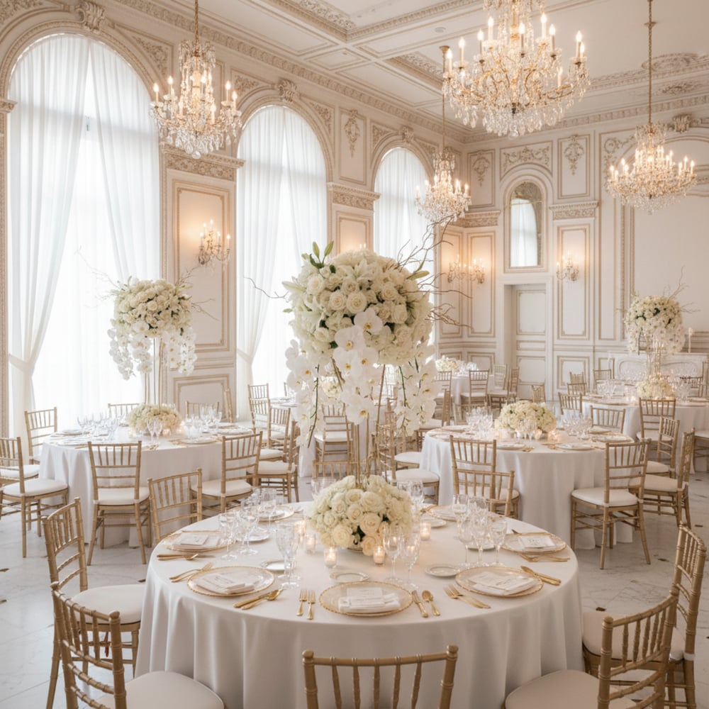 Monochrome White and Gold Wedding