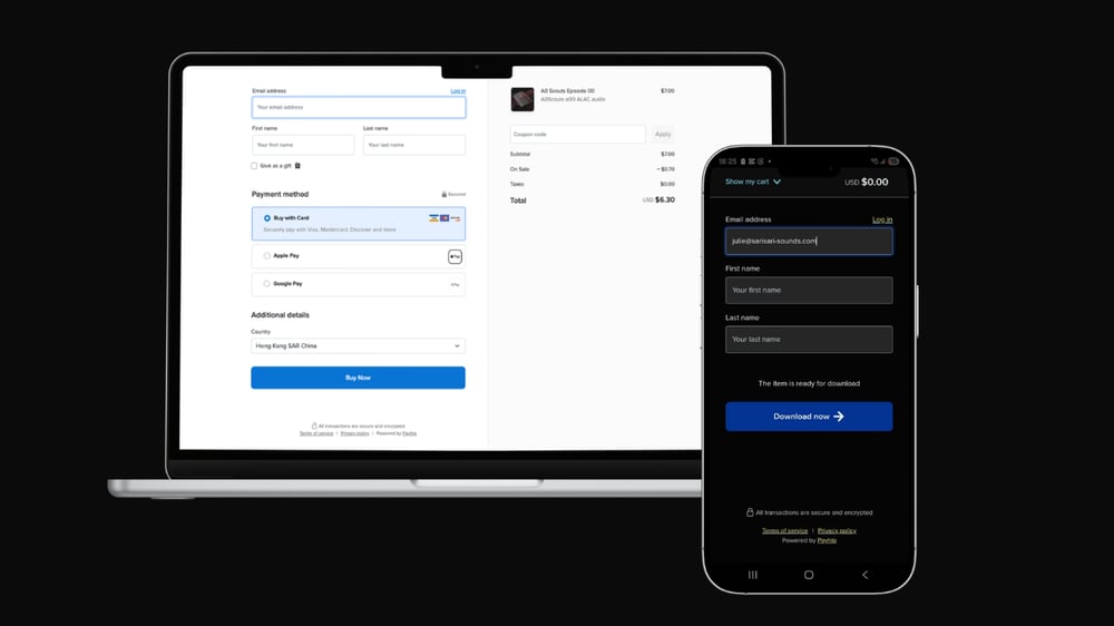 Payhip checkout with Stripe payment options including Google Pay and Apple Pay