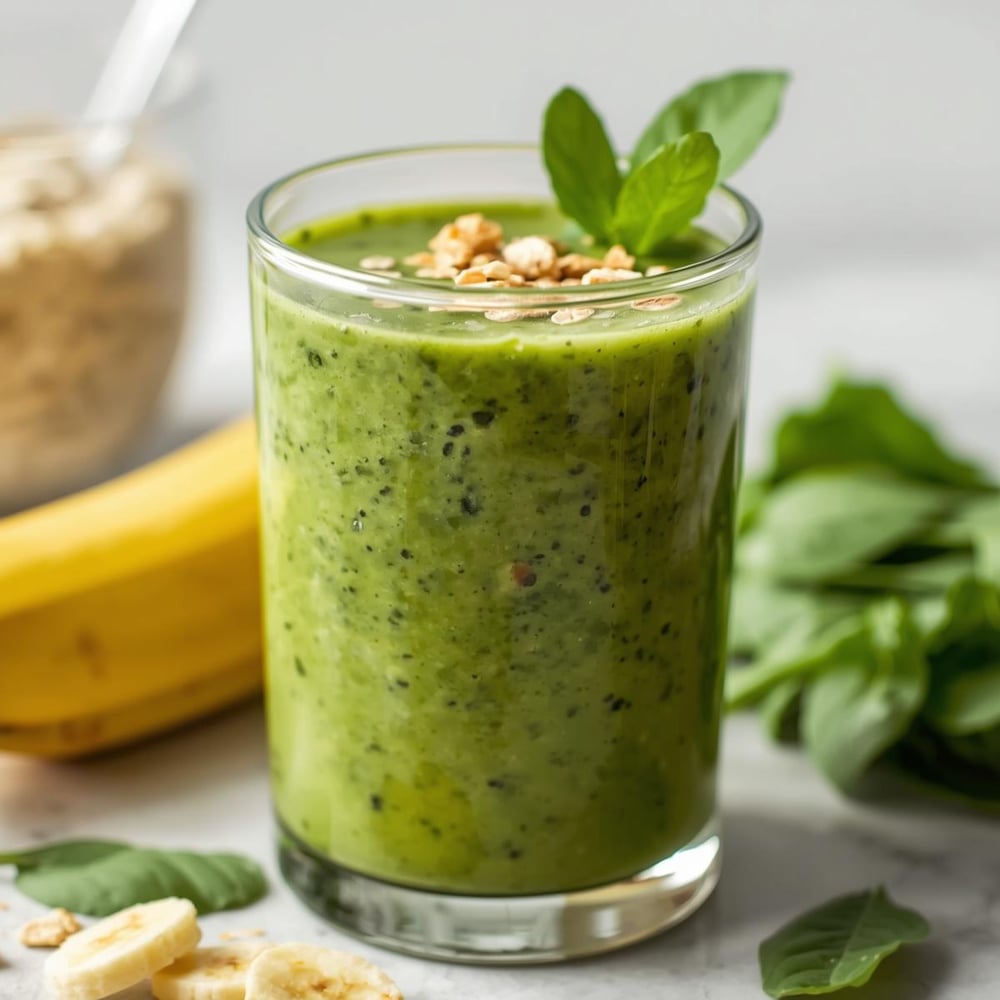Breakfast_ Smoothie with spinach, banana, and oats – A budget-friendly smoothie that helps you get greens and fiber.