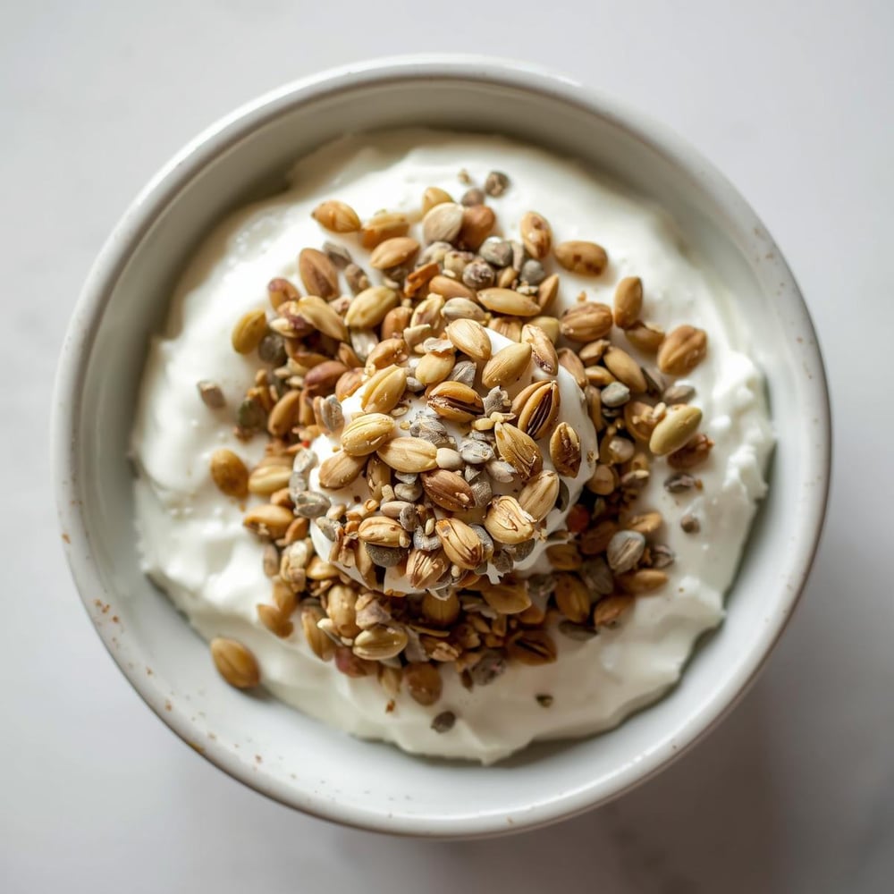 Snack_ Yogurt with seeds – A simple and nutritious snack.