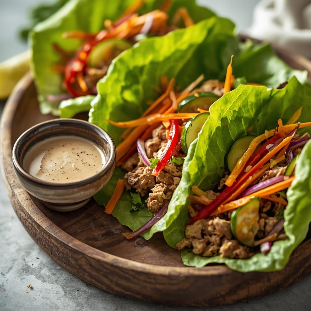 6. Turkey Lettuce Wraps_For a lighter meal, try turkey lettuce wraps. Ground turkey is a lean source of protein and pairs well with fresh veggies like cucumbers, bell peppers, and carrots. Wrap everything in large lettuce leaves for a crunc