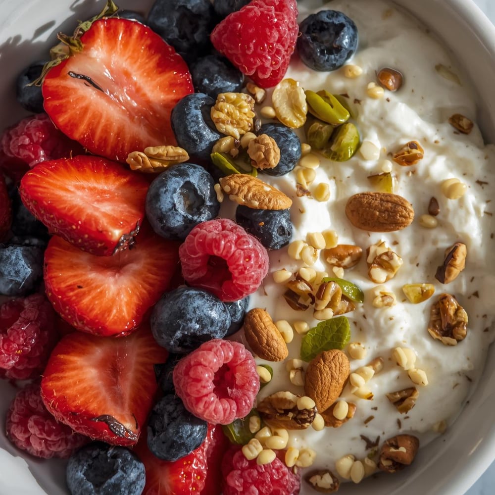 10. Cottage Cheese with Fruit and Nuts__Cottage cheese is packed with protein and low in fat. Top it with fresh fruit like berries and a handful of nuts for added texture and healthy fats. This is a great snack that helps curb hunger while
