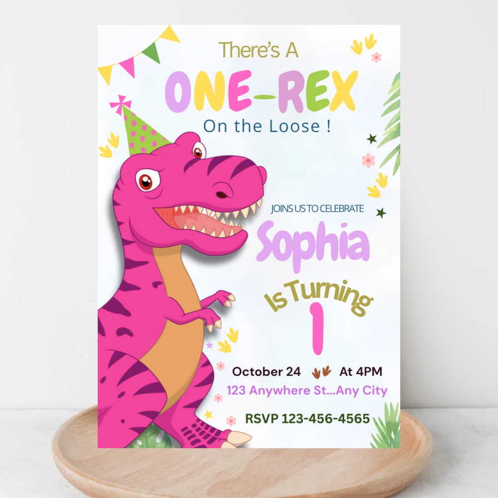 One Rex Birthday Invitation