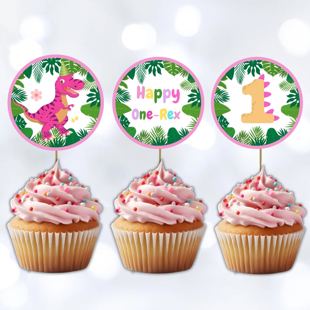 Cupcake Toppers One Rex Birthday
