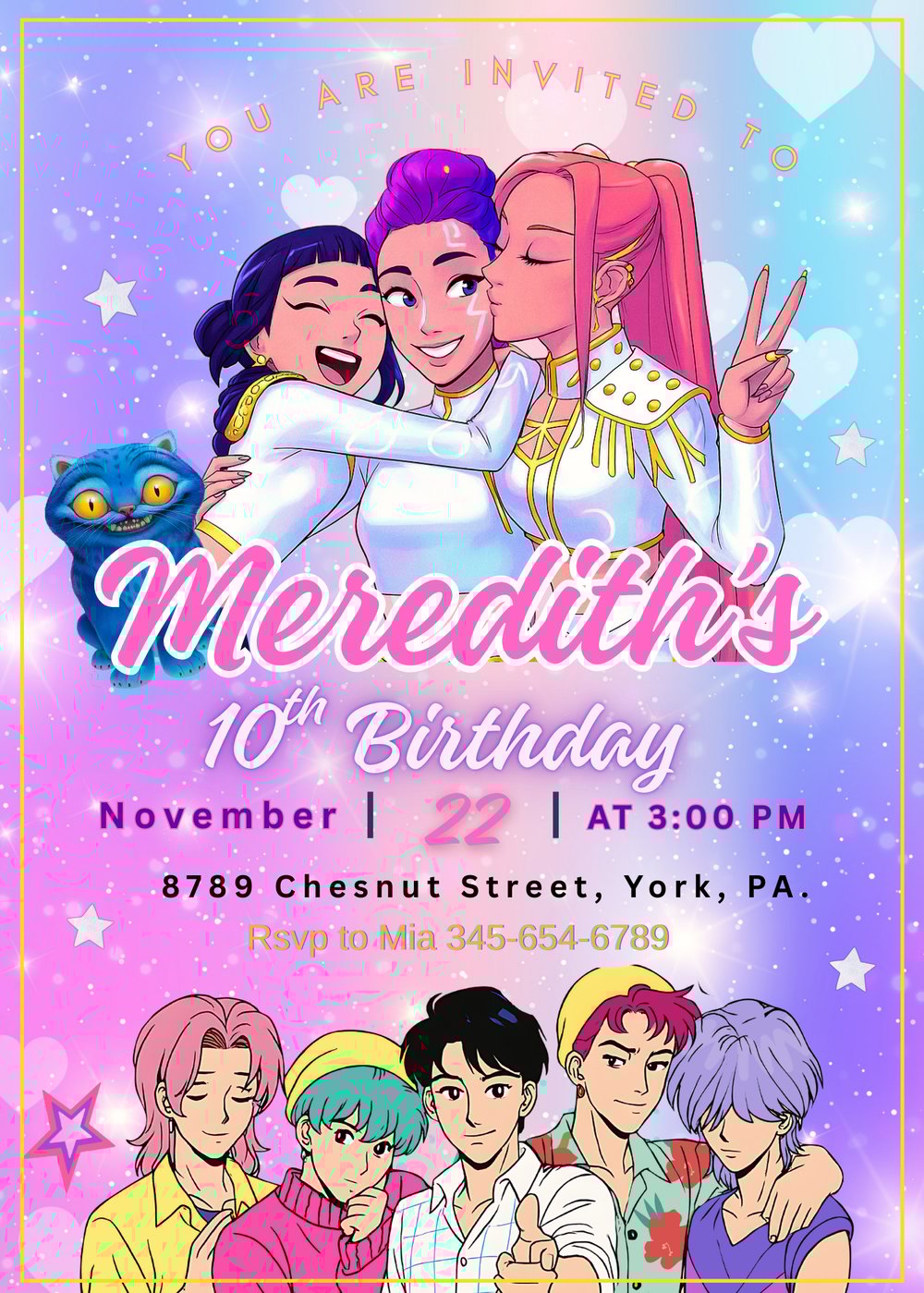 Editable Demon Hunters Birthday Invitation