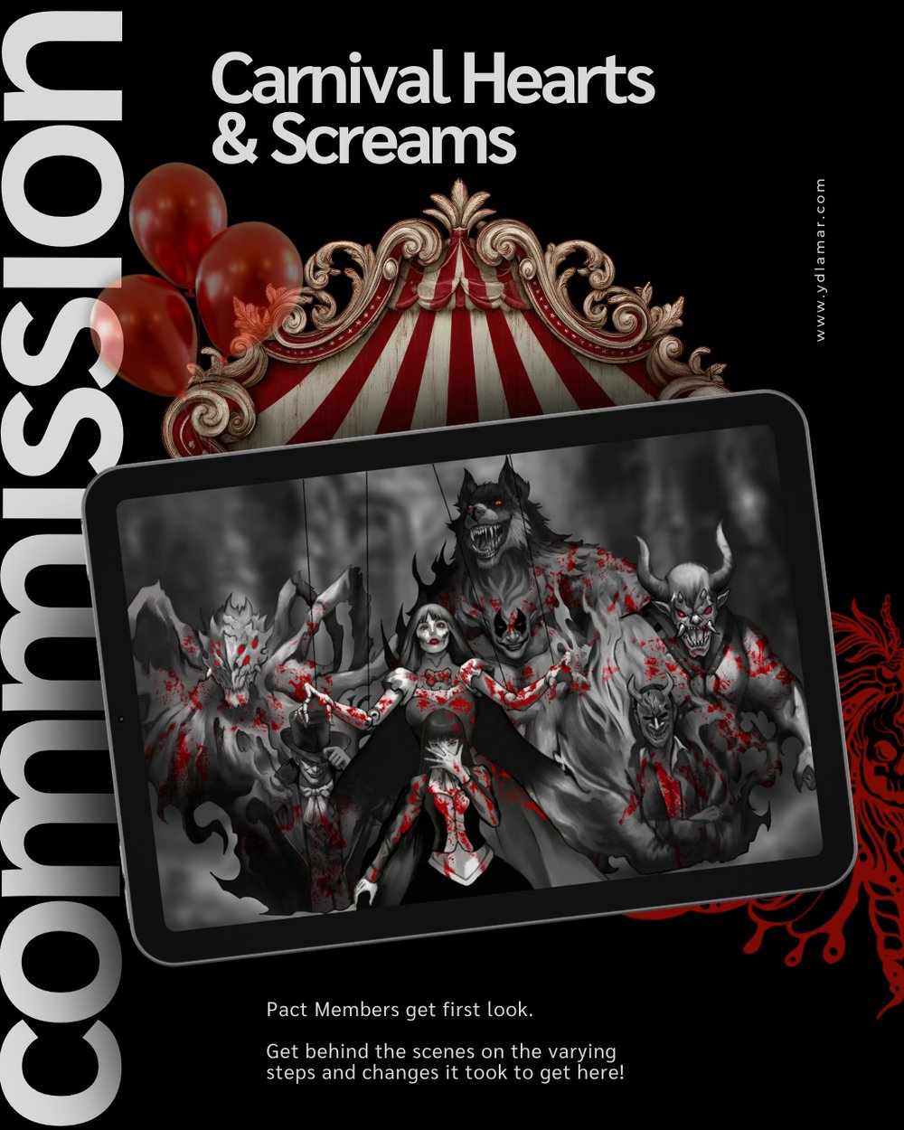 art commission for carnival hearts and screams demon circus paranormal why choose reverse harem author yd la mar