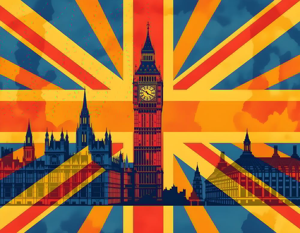 Union Jack Houses of Parliament and Big Ben