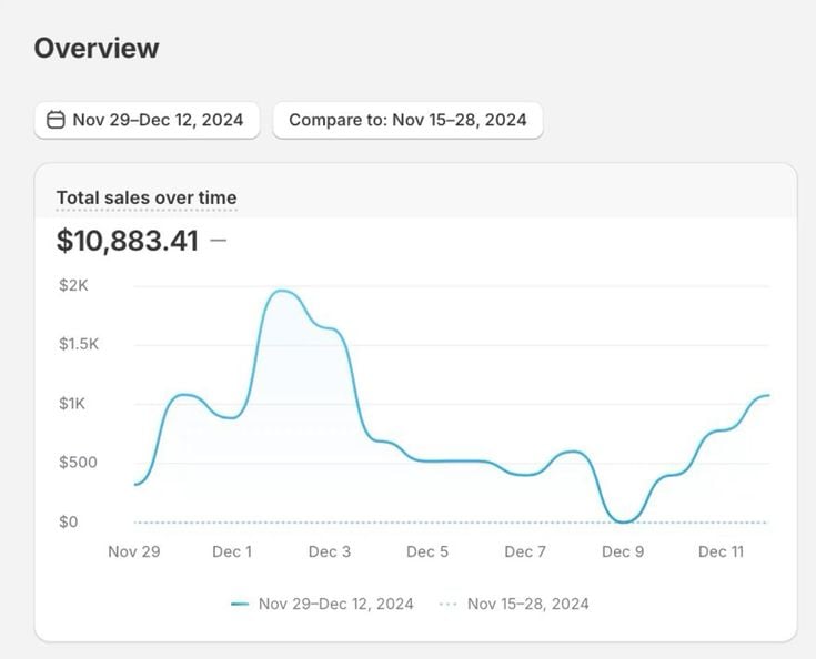 a students sales dashboard of reselling digital products