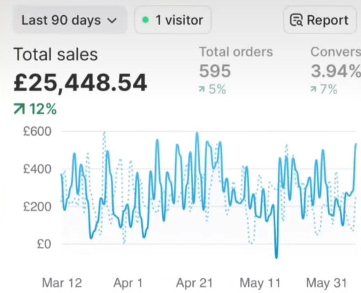a students sales dashboard of reselling digital products
