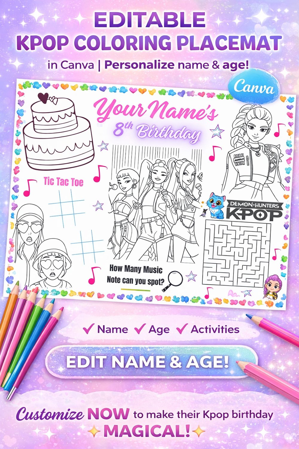 kpop demon hunters birthday party