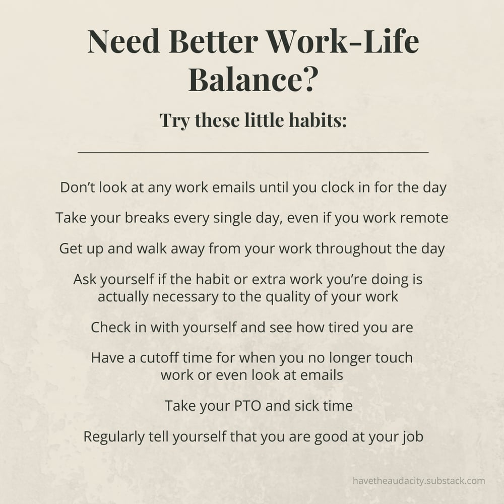 list of habits for better work-life balance to prevent burnout