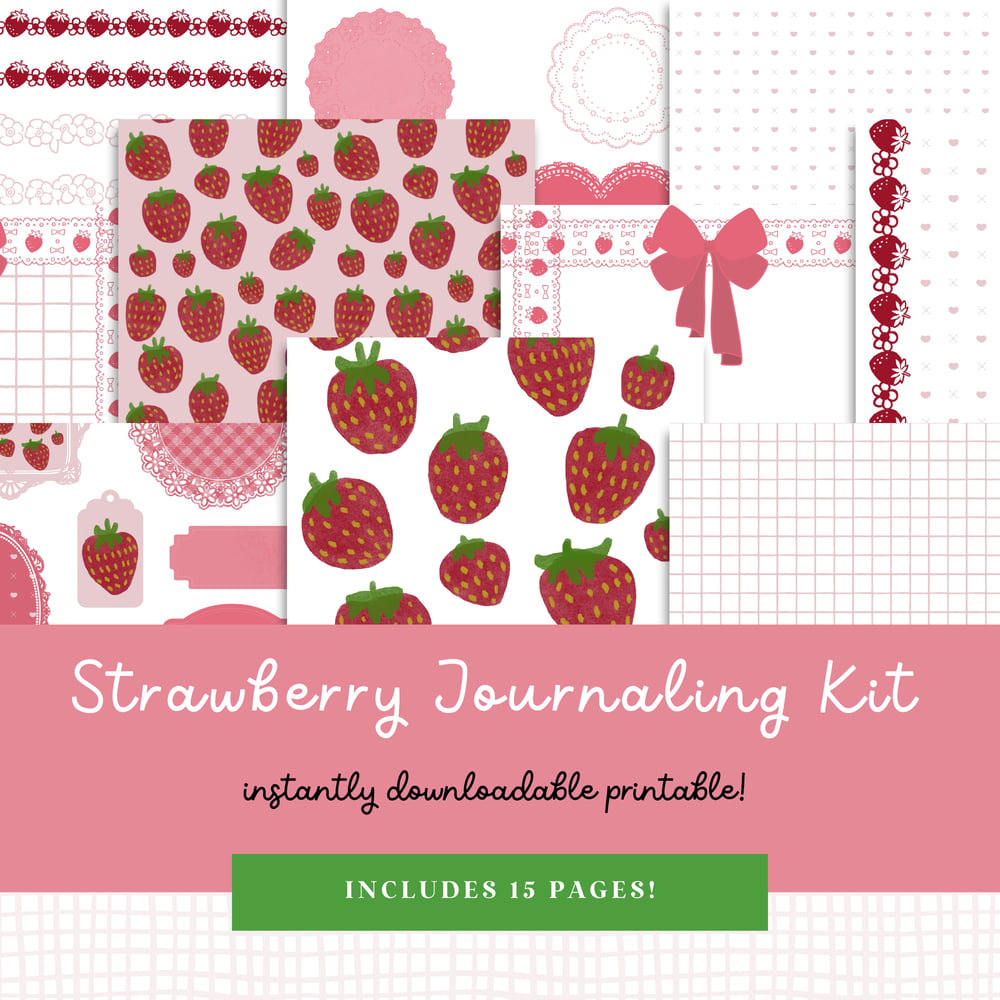 Strawberry themed journaling printables