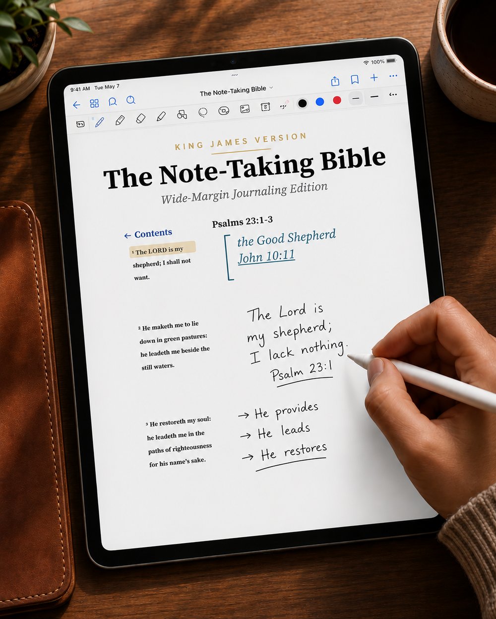 KJV note-taking Bible PDF, Wide-Margin Letter Edition, open for journaling in a note-taking app, preview 3, shown for note-taking in GoodNotes