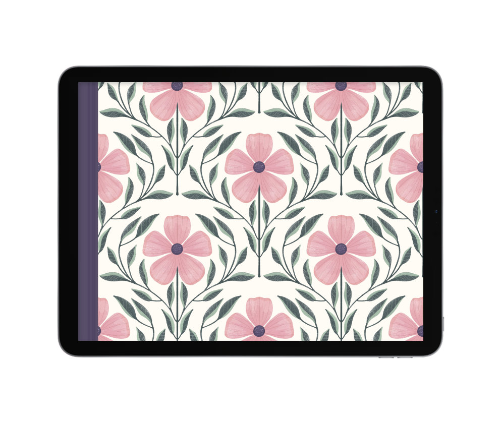 iPad Tablet Pink Floral Hand drawn Digital Planner or Notebook Cover Download