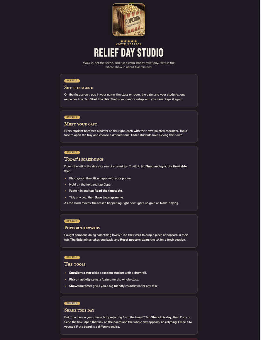 The relief day studio quick guide and features explained