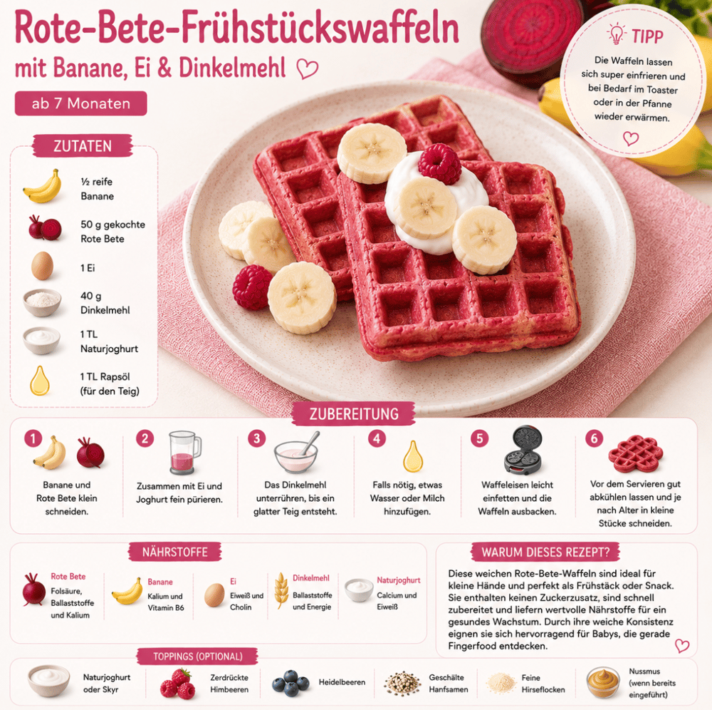 Beikostrezept Rote Bete Frühstückswaffeln ab 7 Monaten